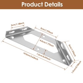10Pcs Furniture Corner Connector Set - Large Stainless Steel Angle Bracket for Wood, Trapeziform Corner Brace for Cabinet, Table, Chair, Bed