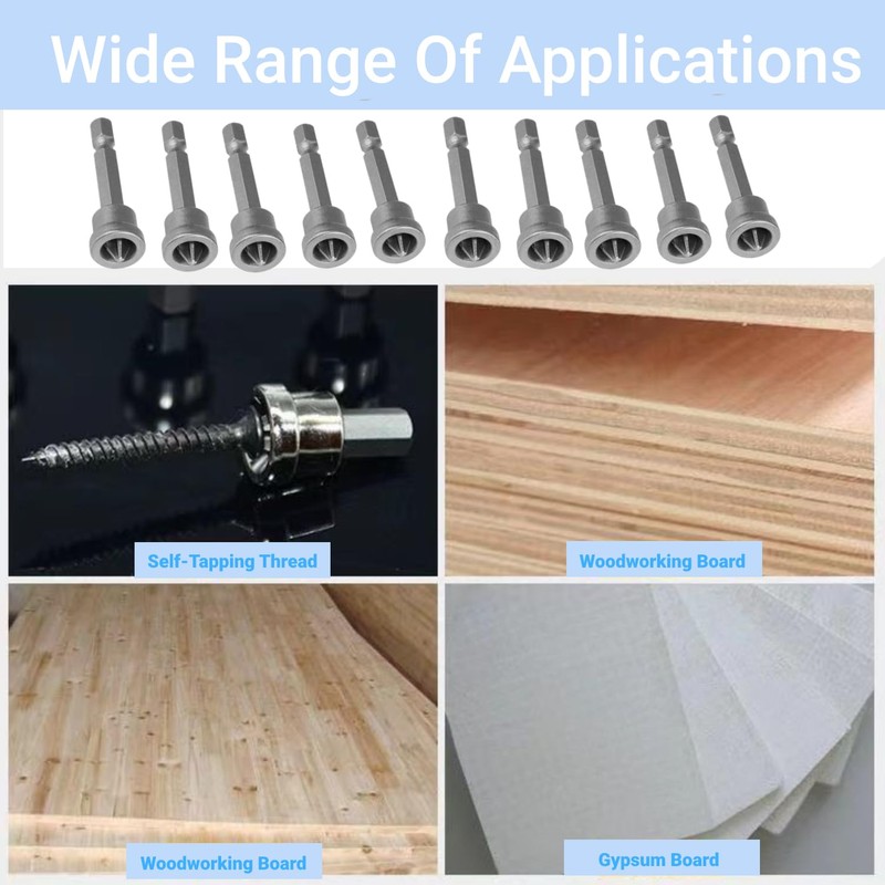 10 Pieces Drywall Bit, 50 mm Hex Screwdriver Bit Set