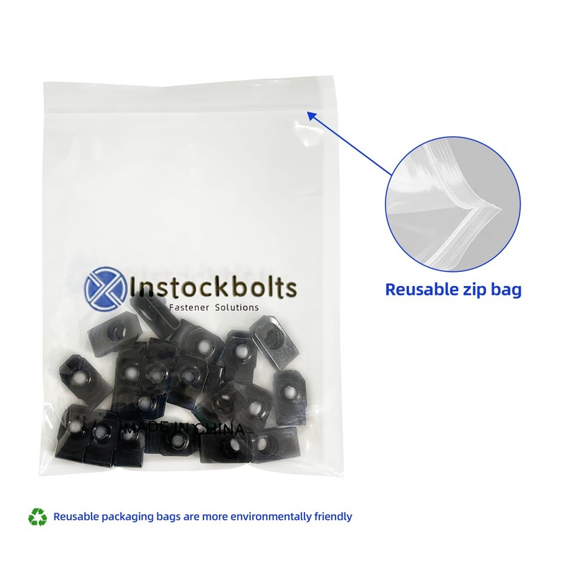 M6 Black U-Style Clip-On Nut, U-Type Carbon Steel Regular Extruded