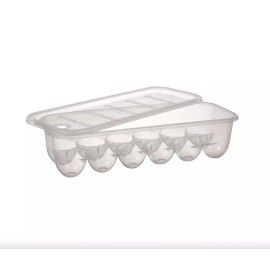 Essentials™ Rectangular Plastic Egg Storage Container with Lid Hold 12Eggs - NEW