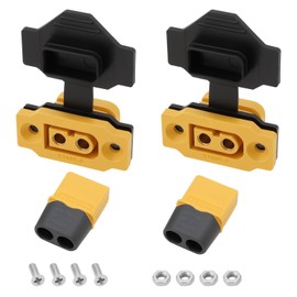 ECSiNG 2 Set XT60 Plug Kit XT60E-F Female Panel Mount XT60H-M Male with Black Rubber Cap and Screws for RC FPV Drone Lipo Battery Aircraft Drone Accessories
