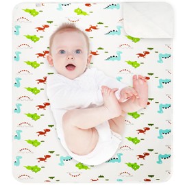 Potty Training Bed Pads, 70×90cm Bed Wetting Sheets with Non-Slip Back, Waterproof Sheets for Bed Wetting for Toddler & Single Bed, Easy to Wash and Dry — Dinosaur Print (1PC)