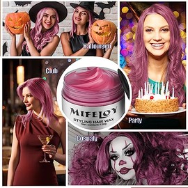 Cera Rosa Temporal para El Cabello 4.23Oz, Tinte Crema de Peinado Natural Instantáneo, Pomadas Lavables para Niñas Mujeres Jóvenes, Barro Colorante Desechable para Fiesta Cosplay Diy Halloween