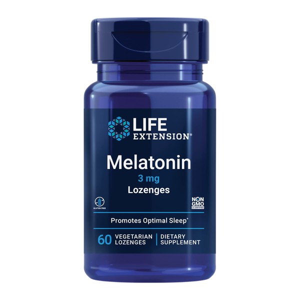 Life Extension Melatonin 3 mg Lozenges - Support Healthy & Restful Sleep, Immune Health & Circadian Rhythms - Melatonina Supplement - Non-GMO, Gluten-Free, Vegetarian - 60 Fast Dissolve Lozenges