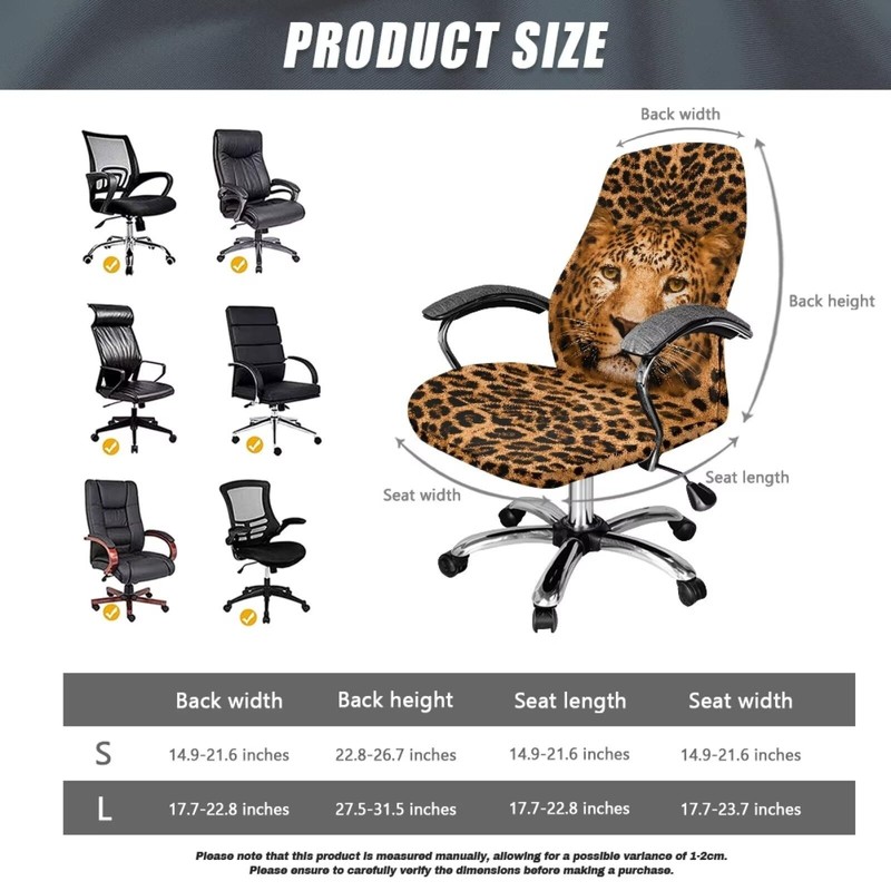 Talayituse Leopard Print Stretch Computer Office Chair Cover Universal Rotating