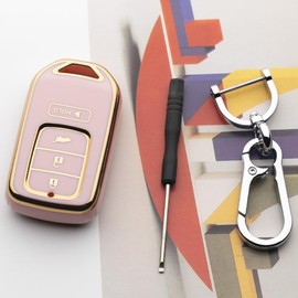 WTSHOPME Key Fob Cover Keychain for Honda 2014-2022 HR-V Fit Pilot Odyssey LX EX 4 Buttons Smart Key