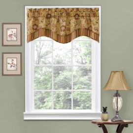 WAVERLY Navarra Farmhouse Scalloped Valance Rod Pocket Window Curtain 52" x 16"