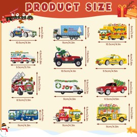 24 PCS Car Christmas Tree Ornaments Decorations Wooden Xmas Vehicle Transportation Hanging Ornaments Christmas Tree Truck Vehicle Car Transportation Xmas Ornament Decor for Christmas Home Vintage Gift