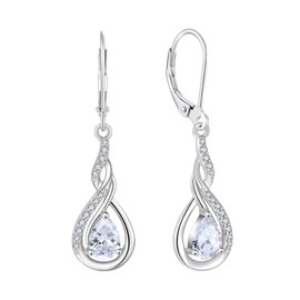JIWOY Infinity Dangle Earrings 925 Sterling Silver Twisted Drop Earring Teardrop Cubic Zirconia Jewelry for Women