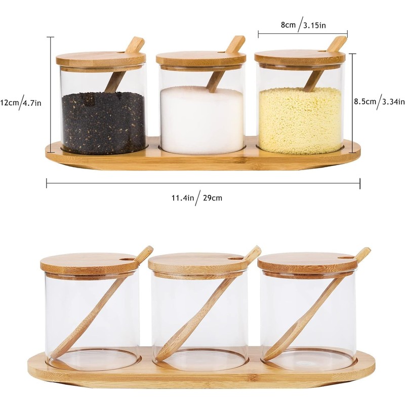 morining place Seasoning Containers with Spoon, Salt and Pepper, Sugar