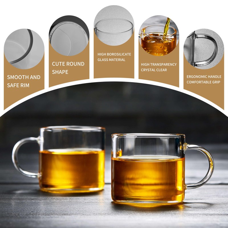 DOPUDO Glass Teacups 250ml Set of 2 Borosilicate