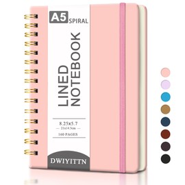 Spiral Notebook A5, 8.27 x5.7" Spiral Journal 160 Lined Hardcover Notebook Writing, Note Taking, Journaling, School, Work, Gift (Pink)