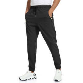 Rapoo Joggers for Men Pants Sweatpants Mens Lightweight Hiking Workout Athletic Sweat Pants with Pockets Gym Pants for Men Travel Jogging Wind Pants Men Black L/30