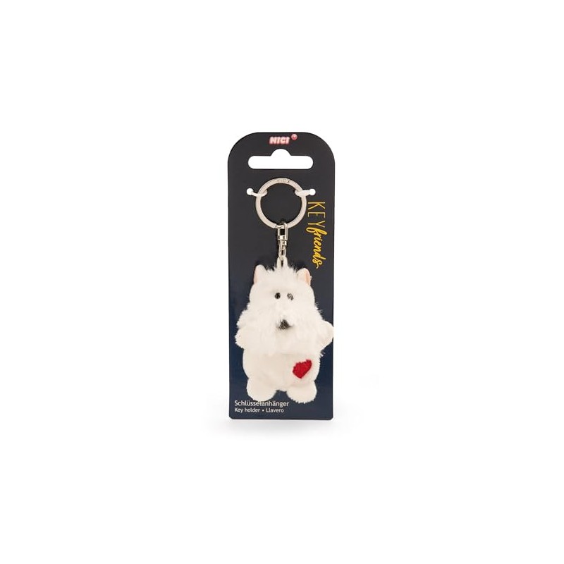 NICI Key Ring Dog White with Heart 5 cm