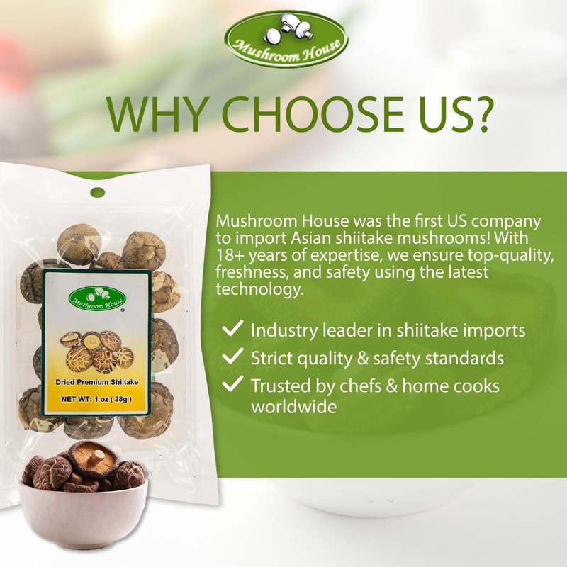 Mushroom House (MUSI1) Dried Shiitake Mushrooms, 1 Ounce