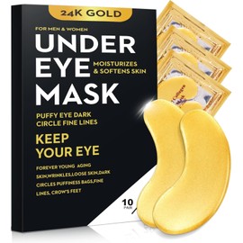 20 Unids10 Pares De Parches Para Debajo De Los Ojos Dorados Para Ojeras, Ojos Hinchados Y Arrugas, Máscara De Ojos De Oro 24K Para Cara, Crema Para...
