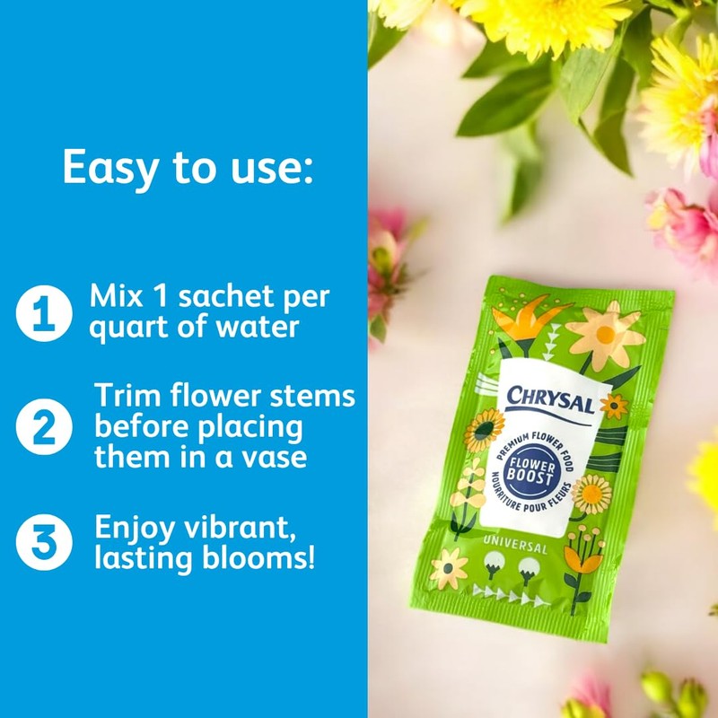Chrysal Flower Boost – Clear Flower Food Packets for Flower