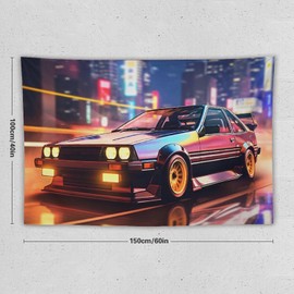 QEOPGNE Large Tapestry Wall Hanging Decor Ae86 Tokyo Drifting Neon Jdm Car Wall Tapestry Large Wall Art Tapestries Room Decor for Bedroom Living Room 40"x60"