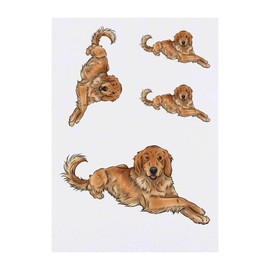 Azeeda 4 x 'Zwinkernder Golden Retriever' Temporäre Tattoos - Wasserfest, Hautfreundlich & Ungiftig · Transfers in Verschiedenen Größen (TO00051539)