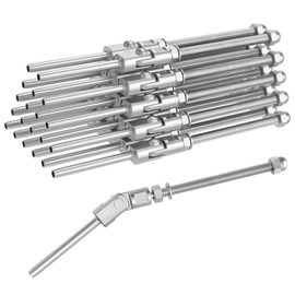 BLIKA 20 Pack 6" Long Angled Swage Threaded Stud, 1/8" 180 Degree Adjustable Angle Swage Threaded Stud Tension End, Cable Angle Tension Kit for 4x4, 2x2 Wood/Metal Post, Angle Cable Railing Hardware