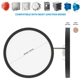 ZAGO 7 Inch LED Multiple 5CCT Ultra-Thin Surface Mount Downlight, Black Edgelit Flat Panel Disk Downlight for Wet Location, Dimmable, 120V, 15W, 1000LM, ETL Certified, 4 Packs