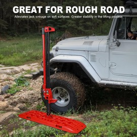 BIG RED Farm Jack 48" with Off Road Traction Boards,Utility High Lift Farm Jack with Pair Recovery Tracks Traction Mat,Sand Mud Snow Recovery Kit for Car Truck Jeep ATV SUV UTV,Red