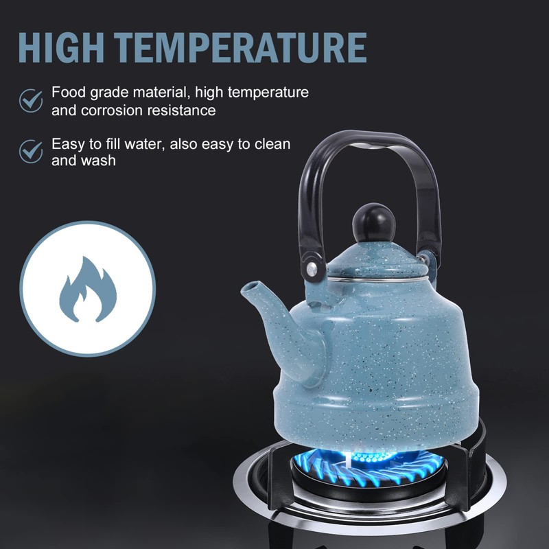 HEMOTON Enameled Tea Kettle with Handle Stovetop Tea Kettle Enamel