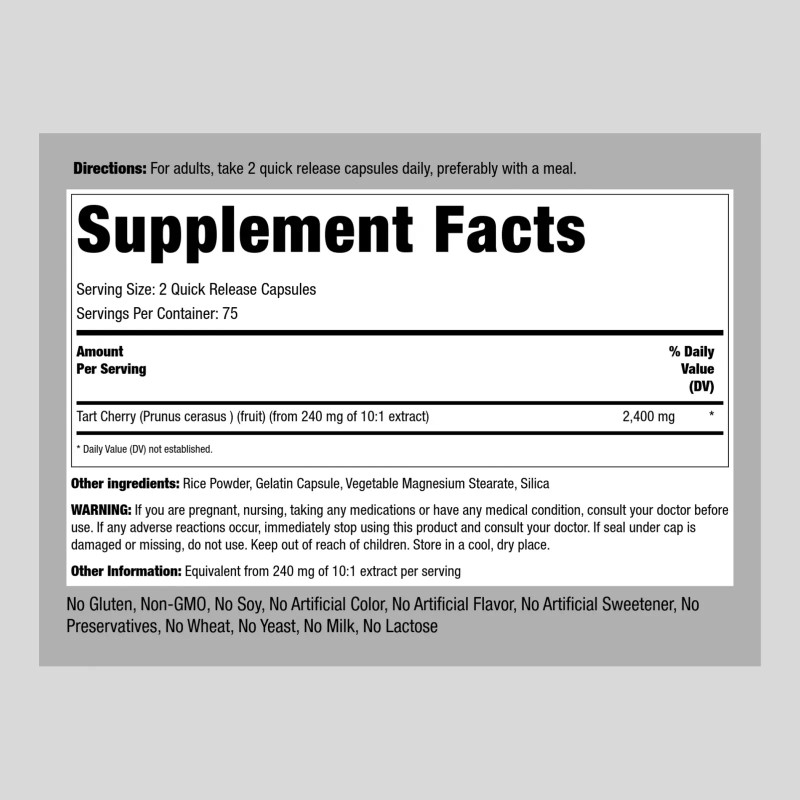 Piping Rock Tart Cherry Extract Capsules | 2400 mg |