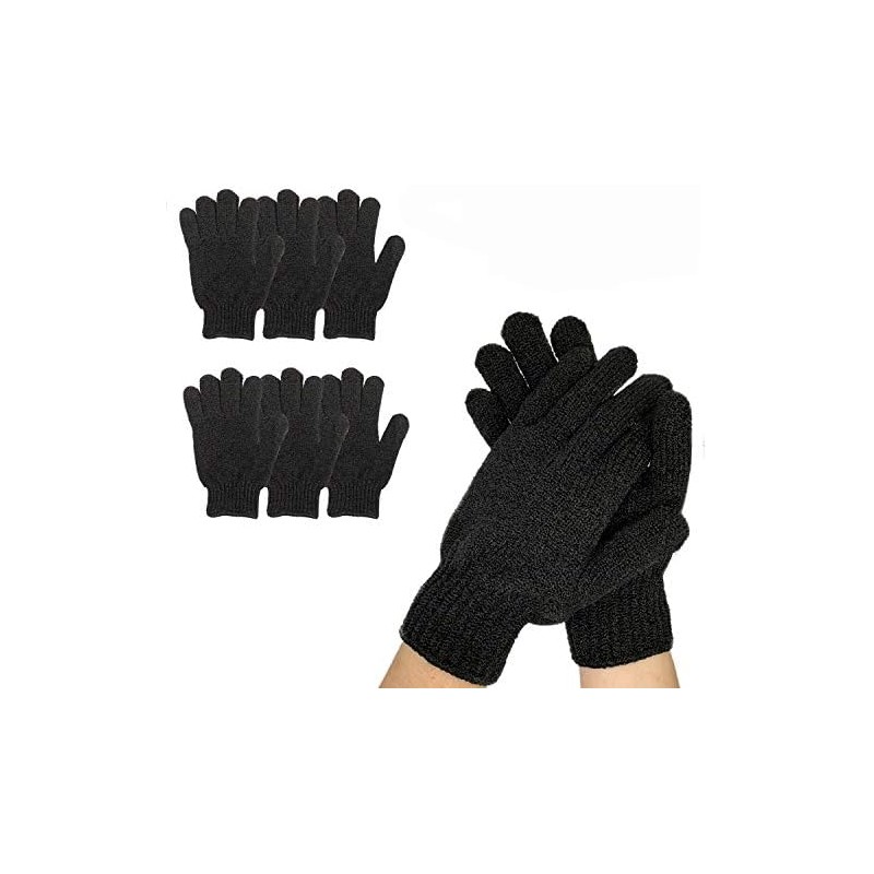 Guantes exfoliantes de baño premium – 6 pares negros, reutilizables