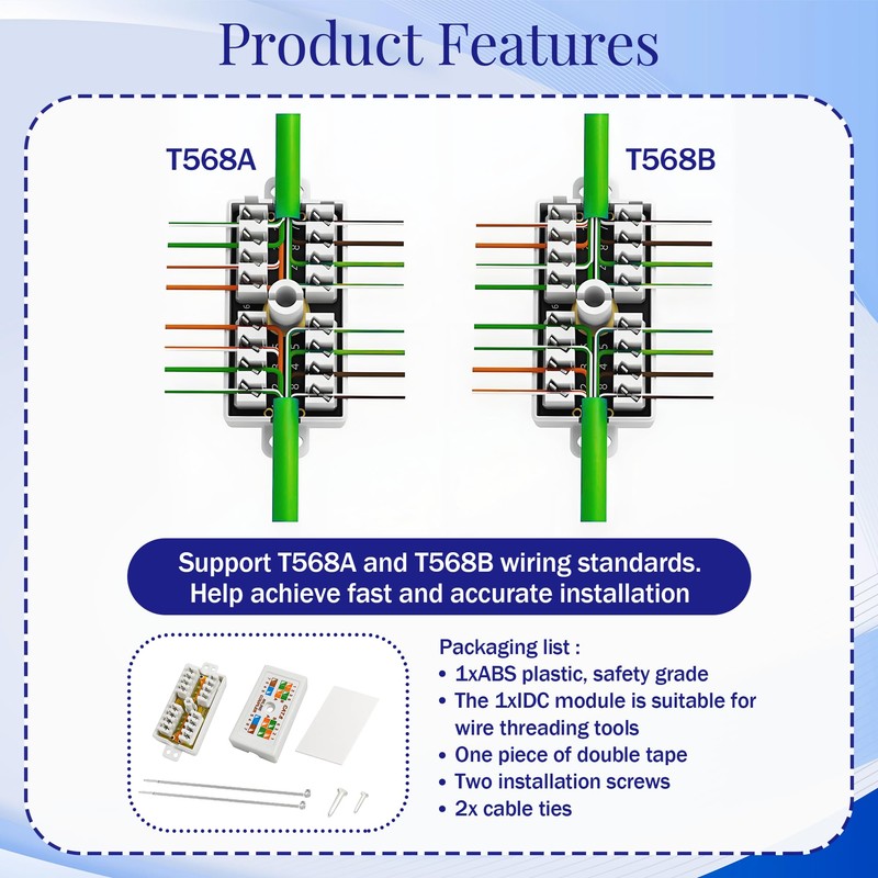 3PCS Cat6 RJ45 Coupler Ethernet Coupler Punch Down Tool RJ45
