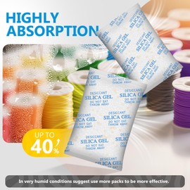 Moisture Absorbers – 100 Gram 16 Packs Silica Gel Packets Food Grade Silica Packets with Color Indicating, Premium Desiccant Packs for Food, Electronics, Closet, Jewelry and Safe Storage