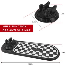 Car Phone Holder, 3-in-1 Dashboard Pad Rotatable Phone Holder with Temporary Parking Number, Large Car Storage Mat Phone Mount for Phones Sunglasses Keys (Black & White)
