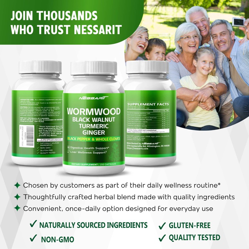 NESSARIT Wormwood 8,700 mg – High Potency with Black Walnut,