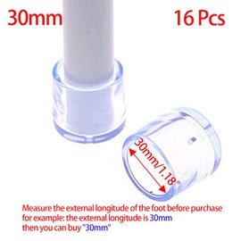 16 Pcs Transparent Round Anti-Slip Rubber Leg Tips Chair Leg Caps Furniture Floor Protectors Chair Table Bar Stool Leg Covers Furniture Leg Cube Feet (30mm/1.18 inch)