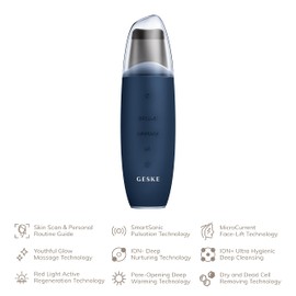 GESKE SmartAppGuided™ MicroCurrent Skin Scrubber & Blackhead Remover, 9 in 1, Skincare Tools, Face Cleaning, Anti Ageing and Cleansing, Professional Face Tightening, Blackhead Remover
