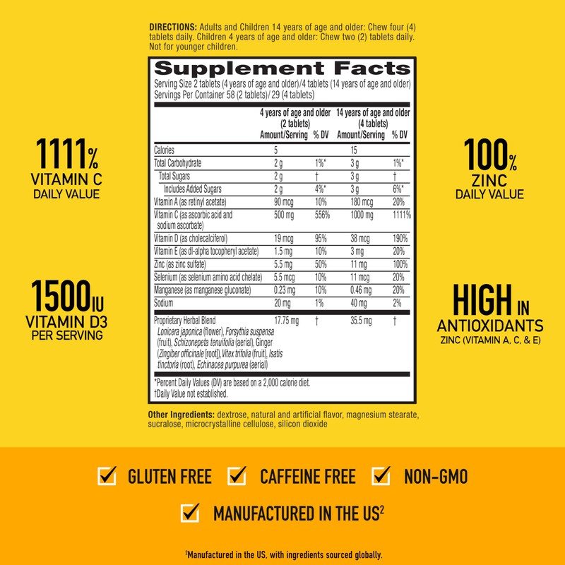 Airborne Vitamin C 1000mg (per Serving) - Citrus Chewable Tablets