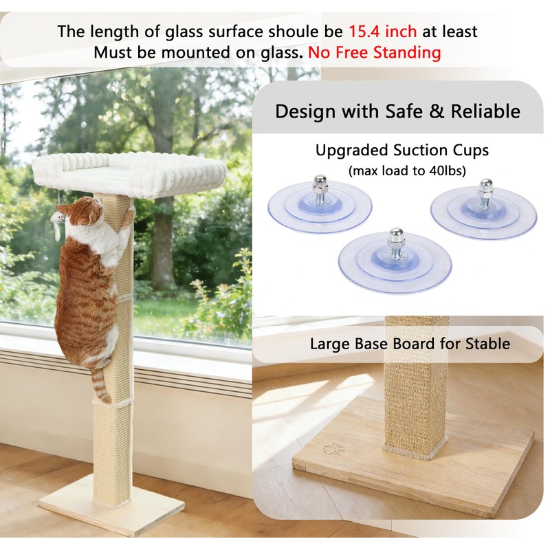 Cat Scratching Post with Large Window Perch, 47-Inch Tall Sisal