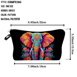Livel lhood Ethnic Elephant Makeup Bag Cute Small Organizer Zipper Pouch Ethnic Elephant Cosmetic Bag Birthday Present for Elephants Lovers Women Friends-4