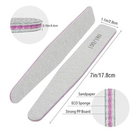 Professional Nail File 100/180 Size Double Sided Gray Washable 10 Piece Nail File Polishing Set File Polisher