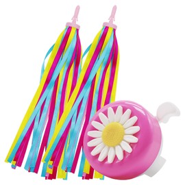 SZXMDKH 1 Pack Kids Bike Bell ＋ 2 Pack Girls Bike Tassels, Rainbow Streamers for Children's Bike
