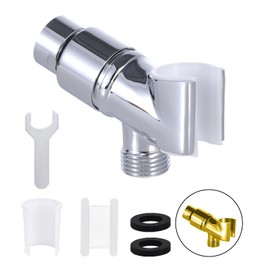 All-Metal Handheld Shower Head Holder, Hand Held Shower Wand Holder, Adjustable Shower Head Mount with Solid Brass Pivot Ball, for Connecting Shower Arm to Shower Hose, Chrome