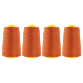 Mandala Crafts All Purpose Sewing Thread Spools - Serger Thread Cones 4 Pack - 40s/2 24000 Yds Rust Polyester Thread for Overlock Sewing Machine Quilting