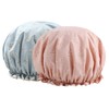 Shower Caps 2 Packs Waterproof Double Layers Shower Caps Elastic