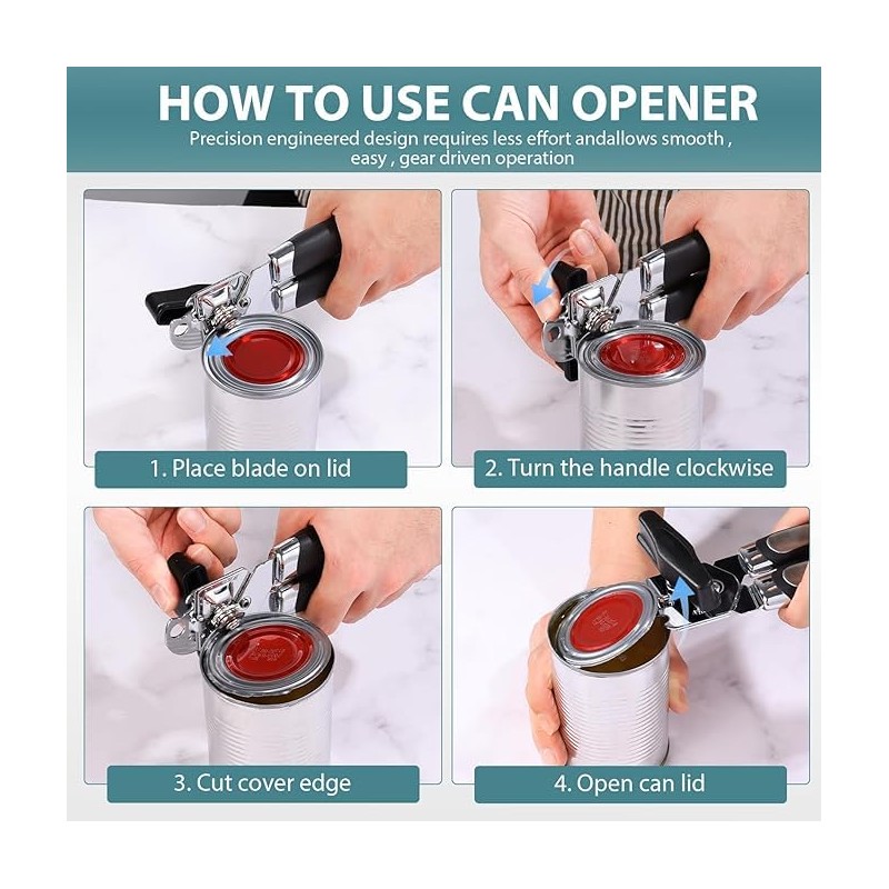 3-in-1 Versatile Can Opener – Heavy-Duty, Multi-Function Tool for Cans,