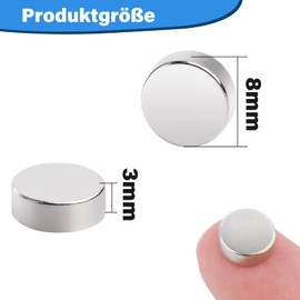 Aenienoe Pack of 130 Magnets Small 8 x 3 mm Magnets Strong Neodymium Magnets Mini Round for Magnetic Board Notice Board Fridge Whiteboard Craft Photos Strong Magnets