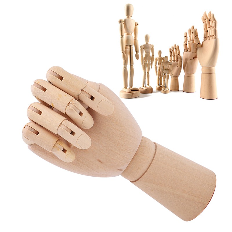 Wood Mannequin Hand Flexible Joints Fingers Drawing Mannequin Hand for