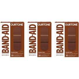 Band-Aid Brand Ourtone Adhesive Bandages, Flexible Protection & Care of Minor Cuts & Scrapes, Quilt-Aid Pad for Painful Wounds, BR55, Assorted Sizes, 30 ct, Pack of 3