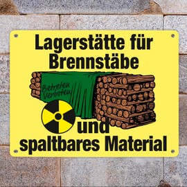 Firewood Storage Metal Sign XL in Yellow 21 x 28 cm for People Who Store Wood for Their Own Stove and Find Jokes About Nuclear Power Bearings Funny