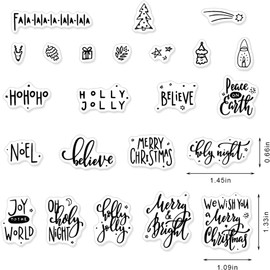 Christmas Clear Stamps for Card Making Merry Christmas Blessing Words Rubber Stamps Xmas Transparent Silicone Seals for Winter New Year DIY Scrapbooking Embossing Paper Card Album Craft Supplies