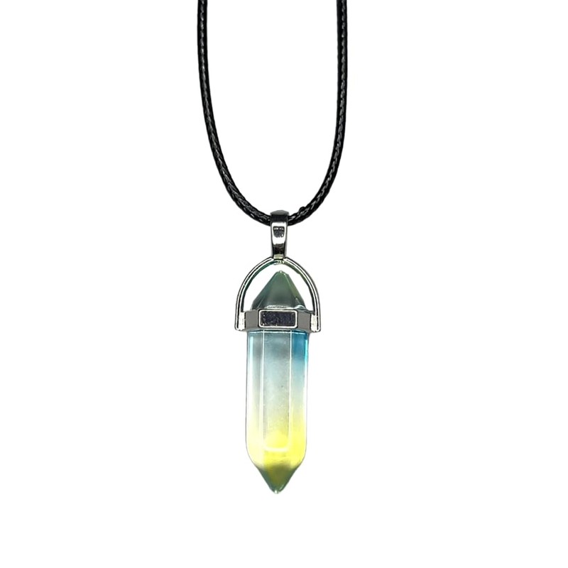 VIE Double Point Pencil Pendant, Black String, Glass (Colour E)